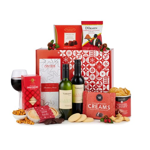 Christmas Delight with Red & White Wine Hamper - 5 Stars